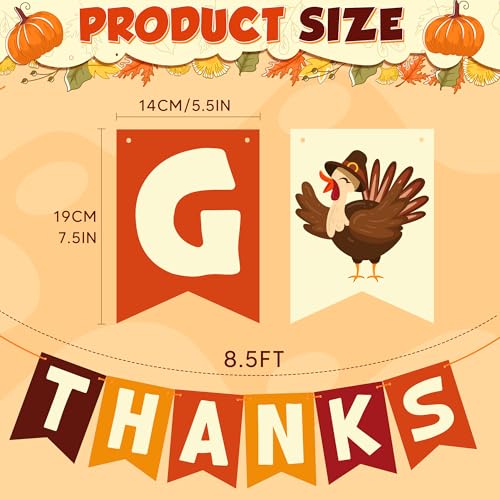 OHOME Thanksgiving Decorations GIVE THANKS Banner Friendsgiving Party Decorations for Indoor Outdoor Outside Thanksgiving Garland for Front Door THANKSGIVING Backdrop Wreath for Window Wall - Image 3