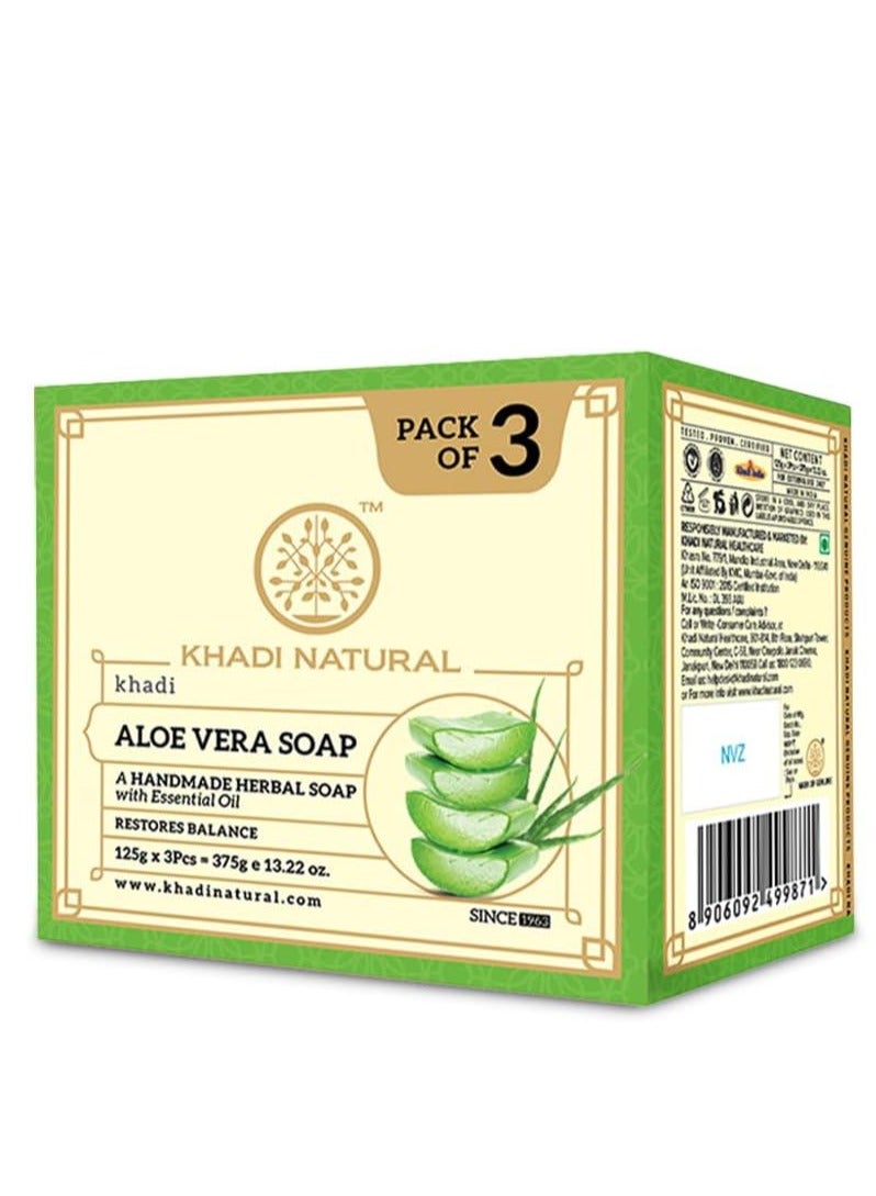 كادي نيتشورال صابون خادي الطبيعي بخلاصة الصبار، عبوة من 3 قطع (125 جم × 3) 375 جم - Image 1