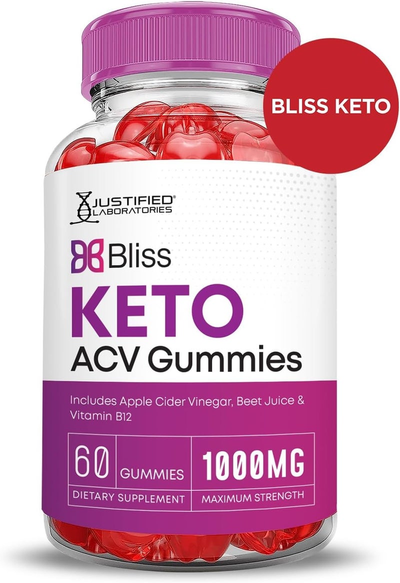 Justified Laboratories Bliss Keto ACV Gummies Advanced Formula 1000MG Bliss Keto Gummies Apple Cider Vinegar Boost Formulated with Pomegranate Beet Juice Powder B12 Vegan Non GMO 60 Gummys - Image 4
