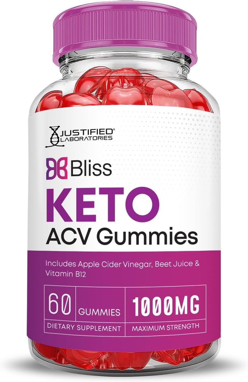Justified Laboratories Bliss Keto ACV Gummies Advanced Formula 1000MG Bliss Keto Gummies Apple Cider Vinegar Boost Formulated with Pomegranate Beet Juice Powder B12 Vegan Non GMO 60 Gummys - Image 5