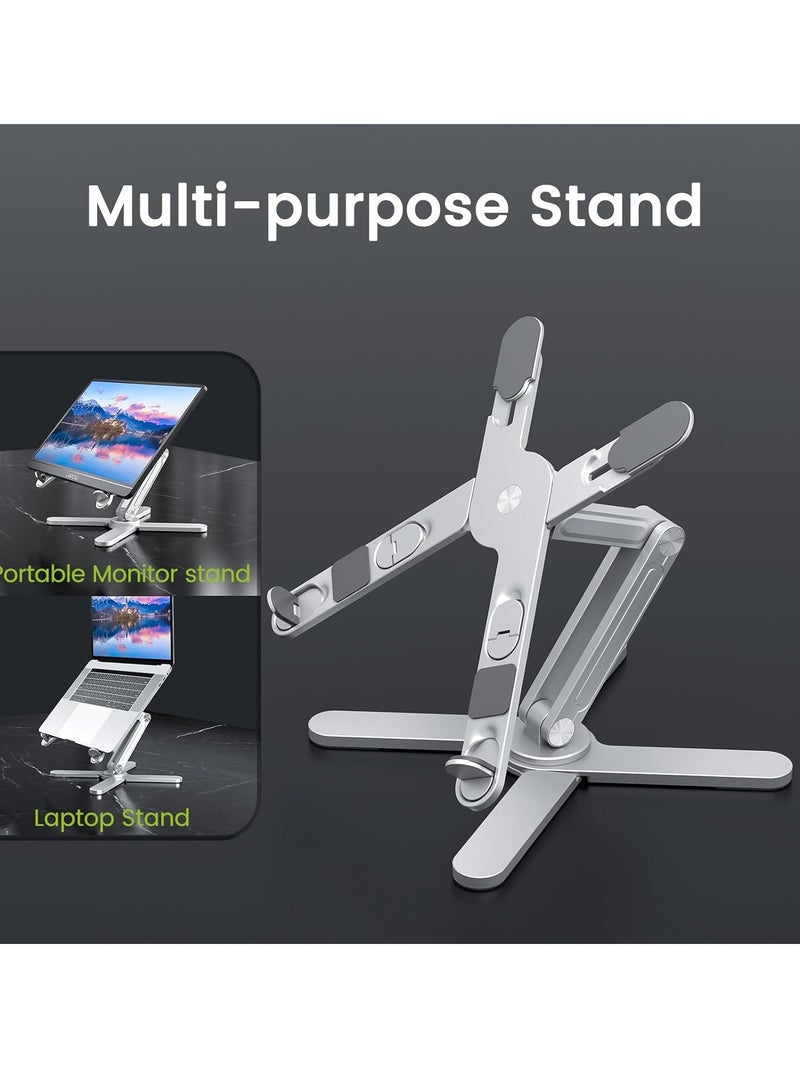 حامل شاشة محمول للمكتب، حامل كمبيوتر محمول قابل للتعديل مصنوع من مادة ABS+سيليكون، حامل شاشة محمول قابل للطي، يوفر المساحة وحامل كمبيوتر محمول مستقر لشاشة محمولة أقل من 15.6 بوصة، وأجهزة كمبيوتر محم - Image 2