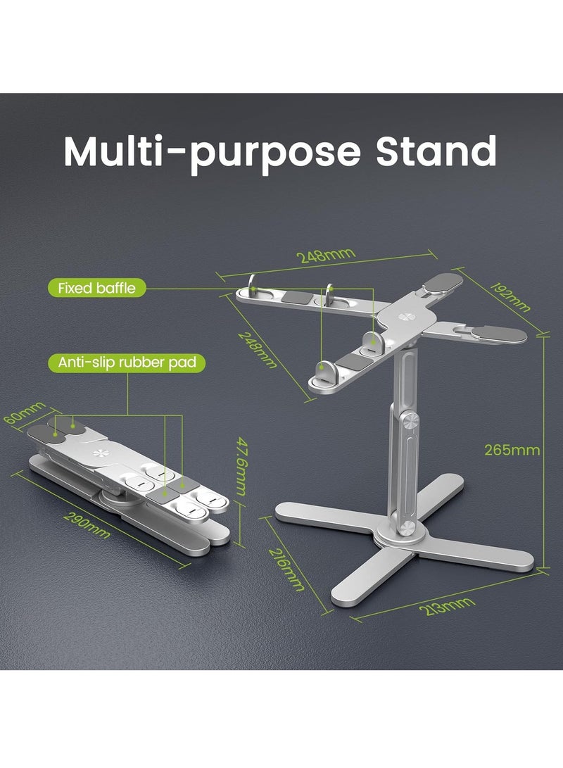 حامل شاشة محمول للمكتب، حامل كمبيوتر محمول قابل للتعديل مصنوع من مادة ABS+سيليكون، حامل شاشة محمول قابل للطي، يوفر المساحة وحامل كمبيوتر محمول مستقر لشاشة محمولة أقل من 15.6 بوصة، وأجهزة كمبيوتر محم - Image 4