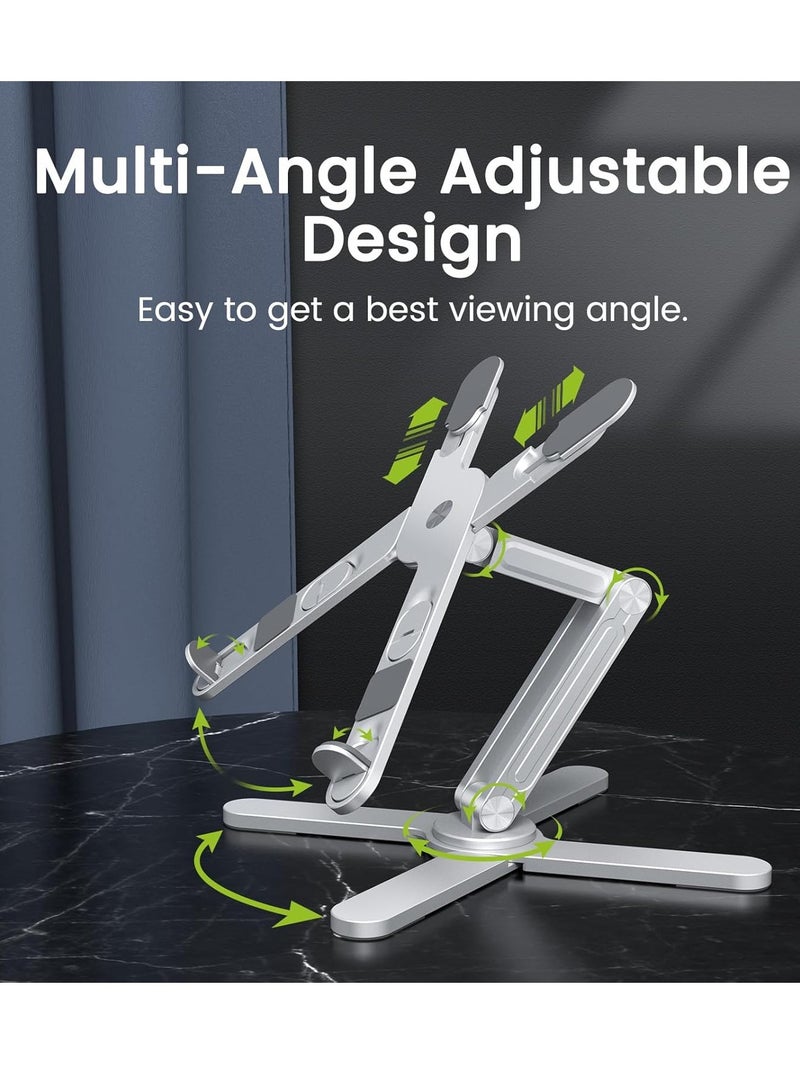 حامل شاشة محمول للمكتب، حامل كمبيوتر محمول قابل للتعديل مصنوع من مادة ABS+سيليكون، حامل شاشة محمول قابل للطي، يوفر المساحة وحامل كمبيوتر محمول مستقر لشاشة محمولة أقل من 15.6 بوصة، وأجهزة كمبيوتر محم - Image 5