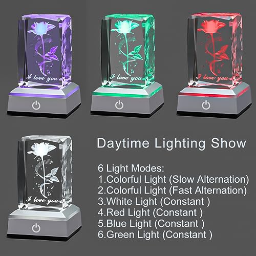 hochance 3D Musicrose Crystal Night Light, Perfect Mothers Day Gifts for Wife Her Mom from Daughter Husband Son，Mother's Day Ideas Unique Anniversary Birthday Decolamp Presents - Image 3