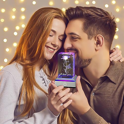 hochance 3D Musicrose Crystal Night Light, Perfect Mothers Day Gifts for Wife Her Mom from Daughter Husband Son，Mother's Day Ideas Unique Anniversary Birthday Decolamp Presents - Image 5