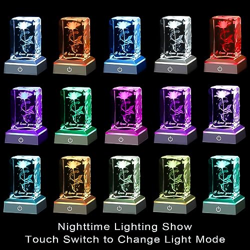 hochance 3D Musicrose Crystal Night Light, Perfect Mothers Day Gifts for Wife Her Mom from Daughter Husband Son，Mother's Day Ideas Unique Anniversary Birthday Decolamp Presents - Image 2