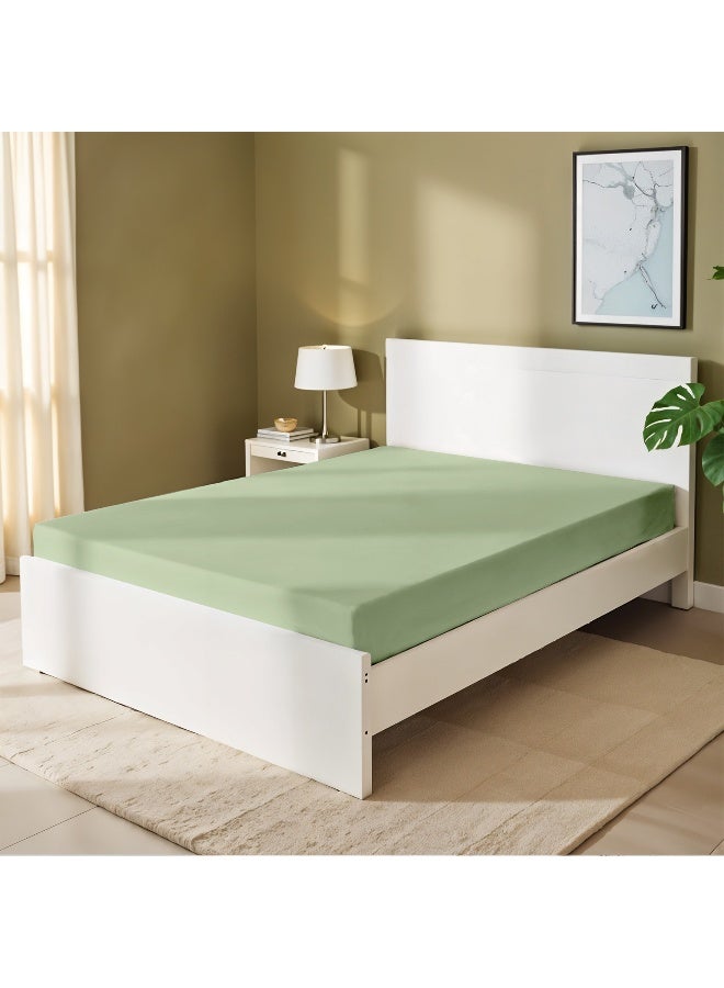 Rest Fitted Bedsheet 200x200+30cm Breathable Plush Mint Green Fabric with Deep Pockets Machine Washable for Optimal Protection  - Image 2