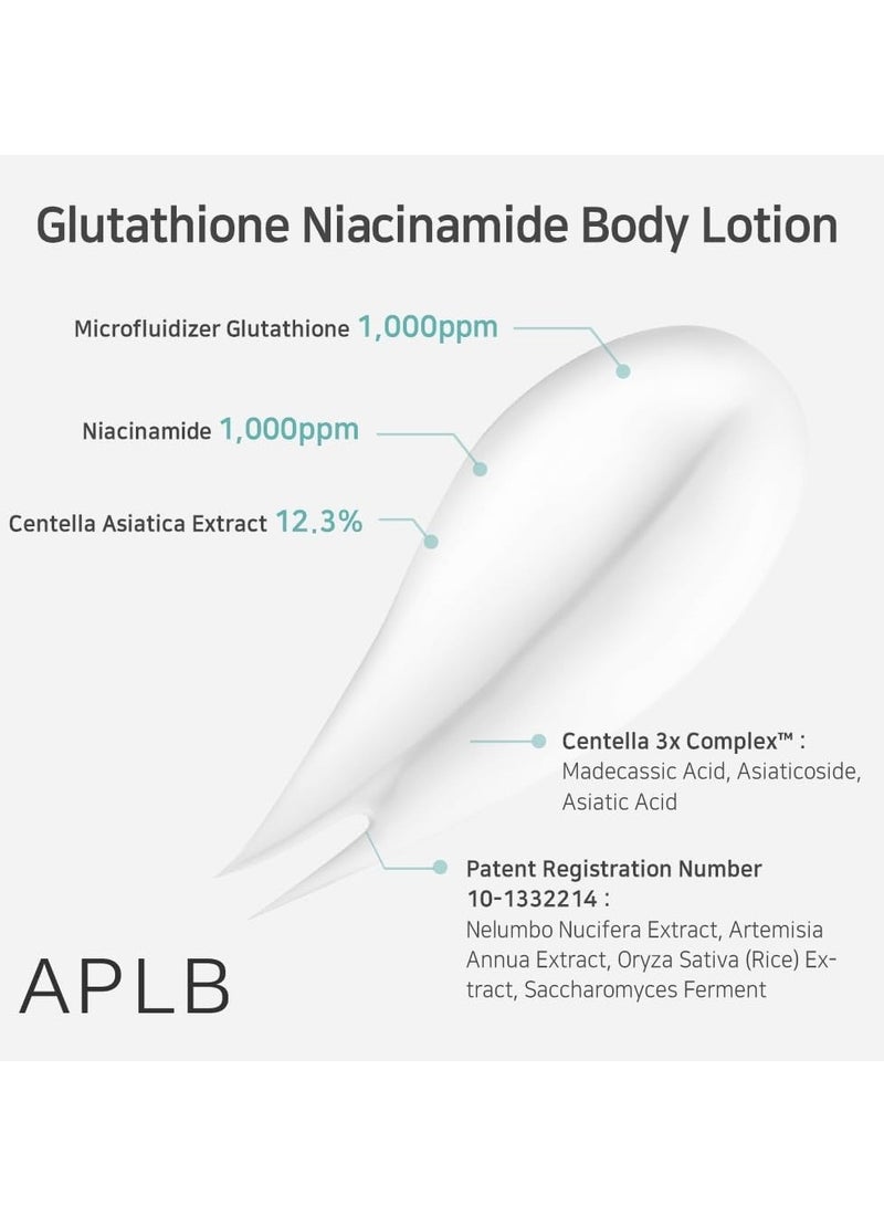 APLB Glutathione Niacinamide Body Lotion | LIPO GLUTA NIAC CEN™ 12.5% 10.14 FL.OZ/Korean Skincare, Long lasting hydration, Revitalize for gentle and improve skin texture - Image 3