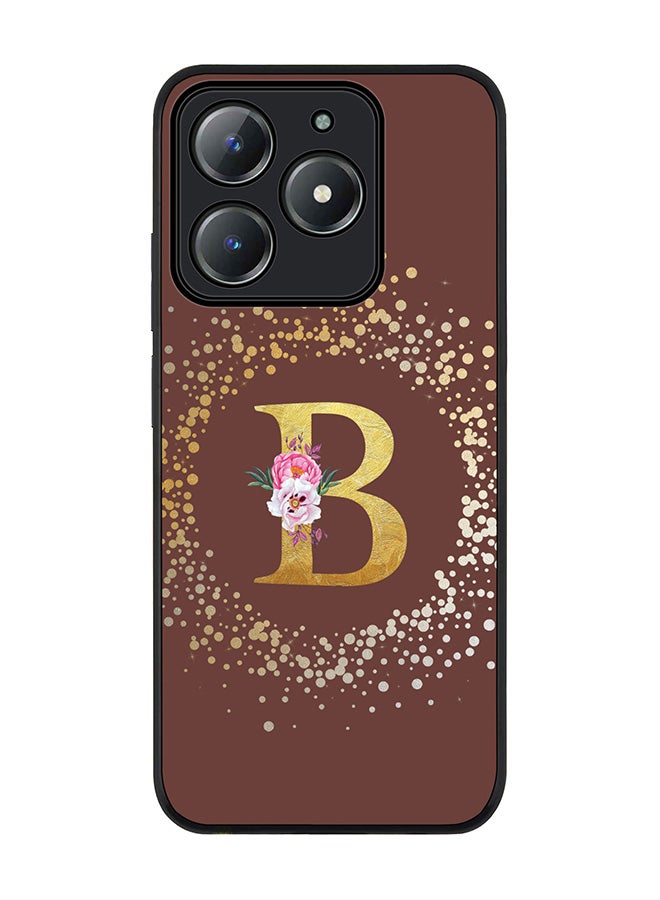 Stylizedd For Realme C63 / Realme C61 4G Case,Slim fit Camera Protection, Shockproof Thin Phone cover  - Custom Monogram Floral - B  (Brown ) - Image 1