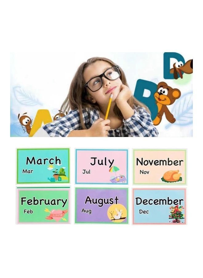 NIBEMINENT 12-Piece Months Learning Educational Flash Cards 16 x 22cm - Image 3
