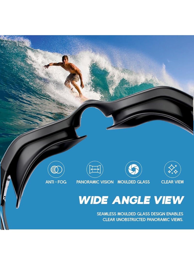 كونيكس نظارات سباحة مقاومة للضباب مع حماية من الأشعة فوق البنفسجية للرجال والنساء | رؤية واسعة مع تقنية مانعة للتسرب | تأتي مع سدادات أذن مرفقة | مثالية للأطفال والبالغين (أزرق) - Image 5