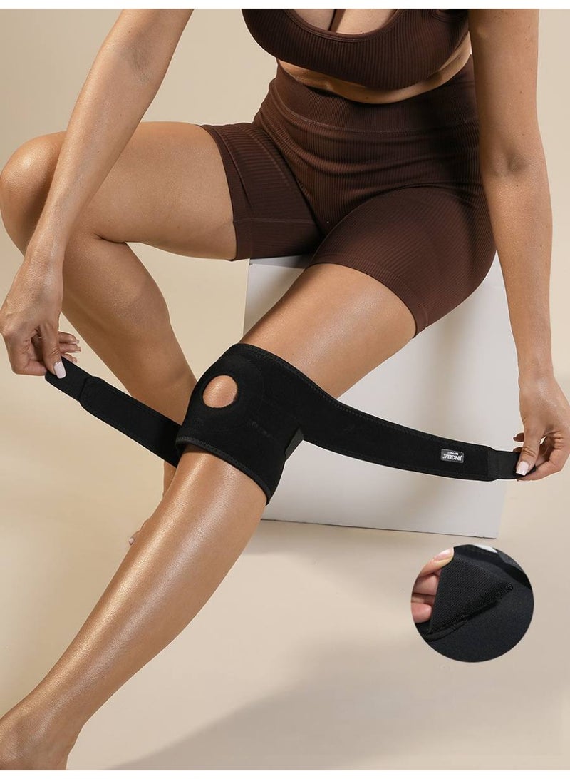 جينجبا سابورت دعامة الركبة مع حزام مزدوج ضاغط ودعم الرضفة - حزام قابل للتعديل لحماية الغضروف الهلالي وتخفيف الرباط الصليبي الأمامي/الجانبي - من النيوبرين القابل للتنفس للجري وكرة السلة وركوب الدراجات (للرجال والنساء) - Image 2