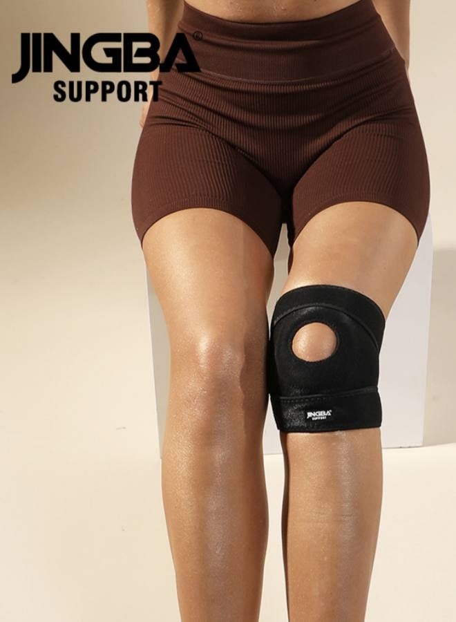 جينجبا سابورت دعامة الركبة مع حزام مزدوج ضاغط ودعم الرضفة - حزام قابل للتعديل لحماية الغضروف الهلالي وتخفيف الرباط الصليبي الأمامي/الجانبي - من النيوبرين القابل للتنفس للجري وكرة السلة وركوب الدراجات (للرجال والنساء) - Image 1