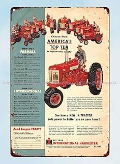 AMELIA SHARPE AMELIA SHARPE Vintage Tin Signs International Harvester 1957 Farmall Tractor Metal tin Logo Interesting Wall Decoration  - Image 1