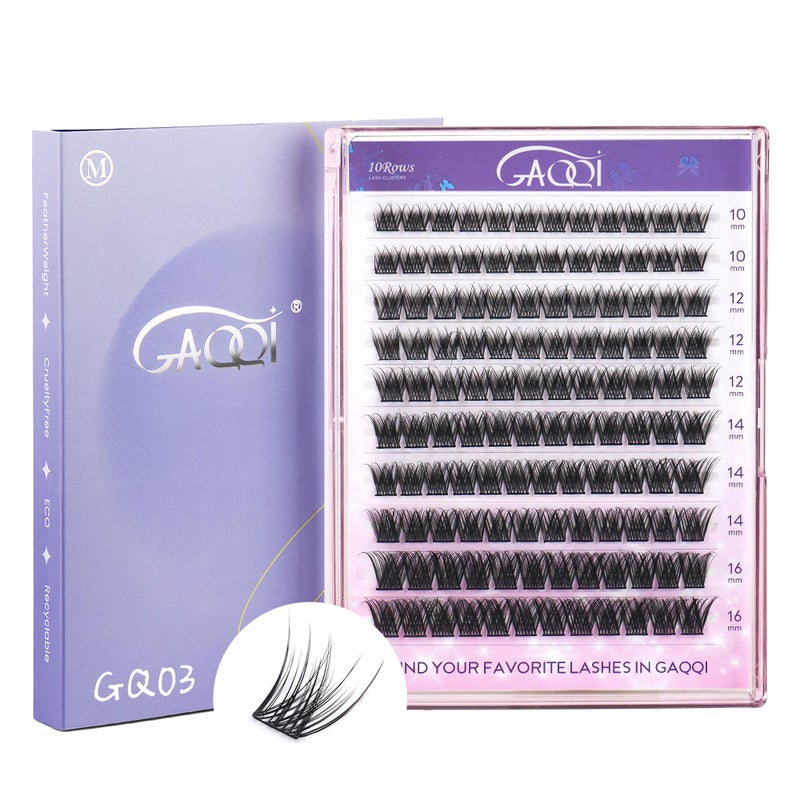 GAQQI Lash Clusters, Eyelash Clusters 120PCS C Curve Individual Lashes, Wispy Cluster Eyelash Extension 10-16mm Mixed Length, Natural Looking Cluster Lashes ï¼ˆGQ03,C,10-16mm) - Image 1