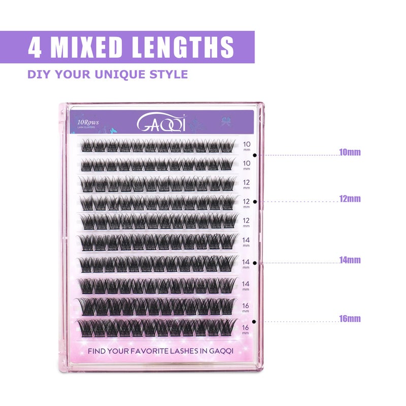 GAQQI Lash Clusters, Eyelash Clusters 120PCS C Curve Individual Lashes, Wispy Cluster Eyelash Extension 10-16mm Mixed Length, Natural Looking Cluster Lashes ï¼ˆGQ03,C,10-16mm) - Image 3
