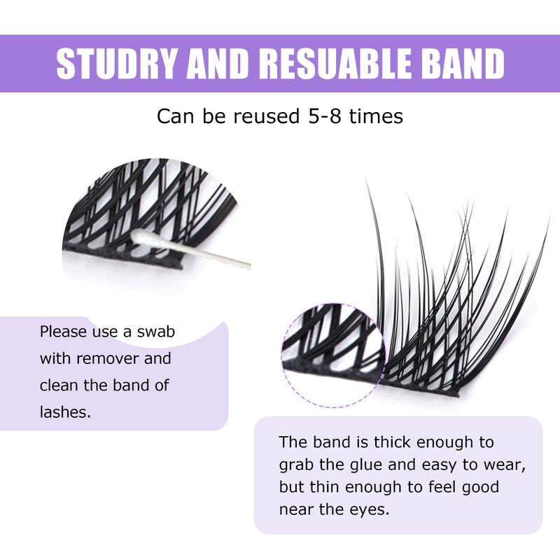 GAQQI Lash Clusters, Eyelash Clusters 120PCS C Curve Individual Lashes, Wispy Cluster Eyelash Extension 10-16mm Mixed Length, Natural Looking Cluster Lashes ï¼ˆGQ03,C,10-16mm) - Image 4
