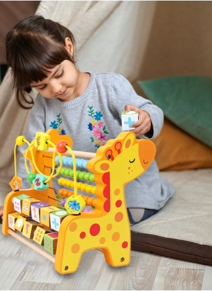 PYEBE - Wooden Activity Cube Toddler Activity Center Baby Play Cube Bead Maze - Image 1