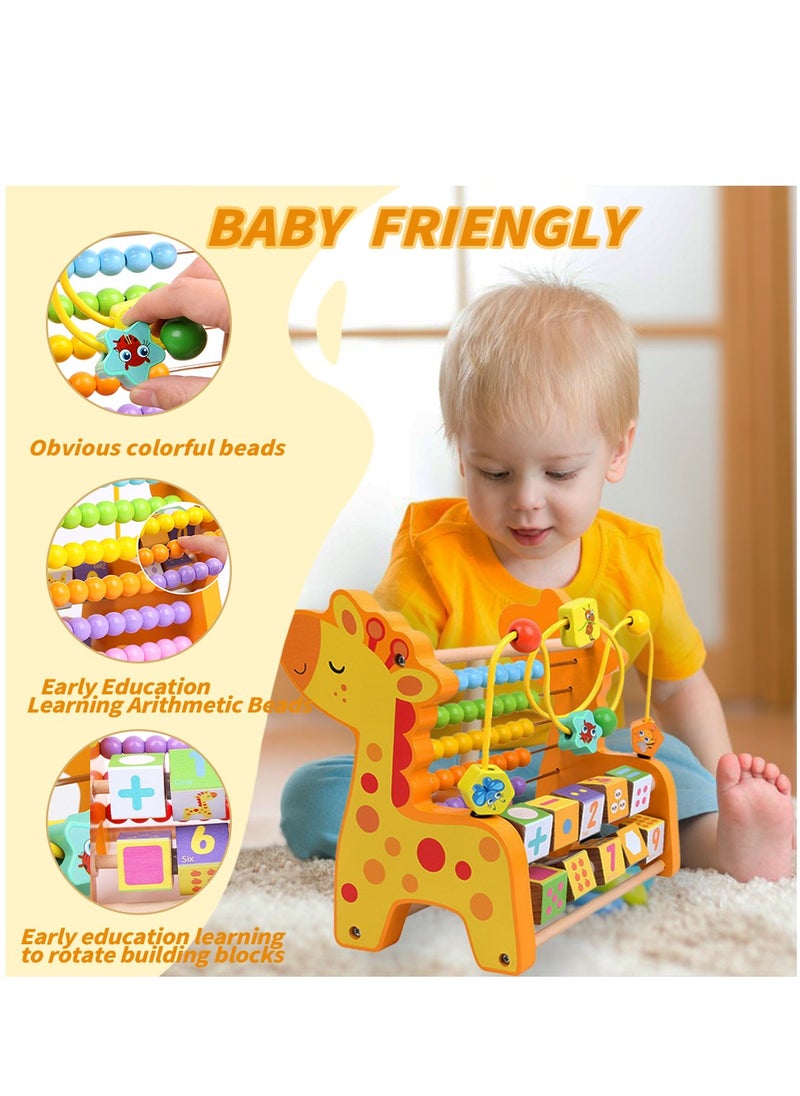 PYEBE - Wooden Activity Cube Toddler Activity Center Baby Play Cube Bead Maze - Image 1