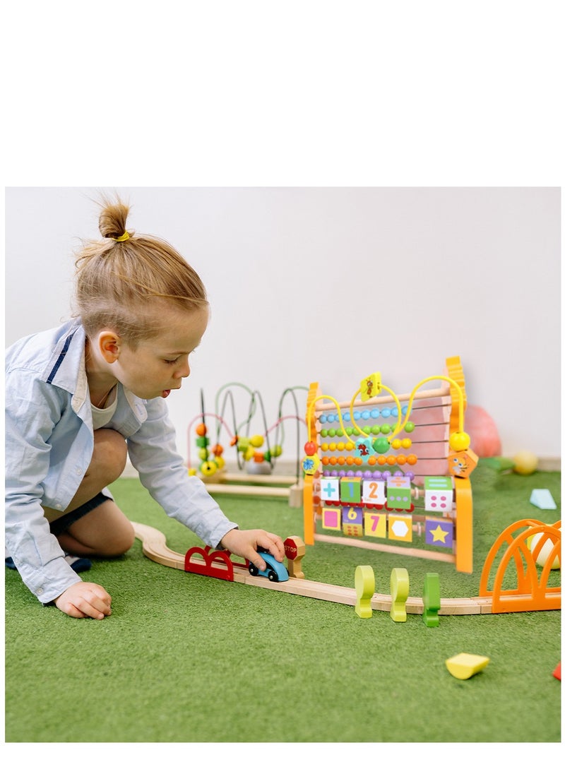 PYEBE - Wooden Activity Cube Toddler Activity Center Baby Play Cube Bead Maze - Image 1