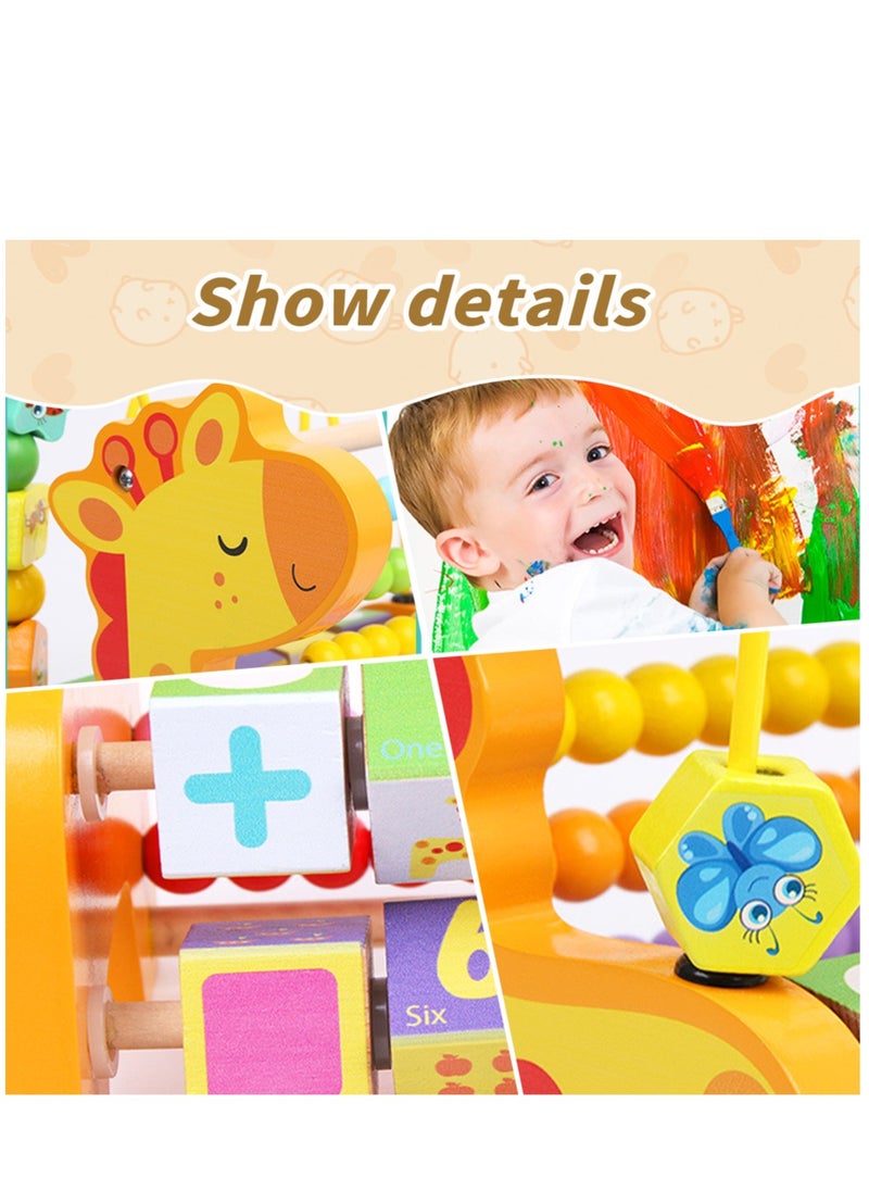 PYEBE - Wooden Activity Cube Toddler Activity Center Baby Play Cube Bead Maze - Image 1
