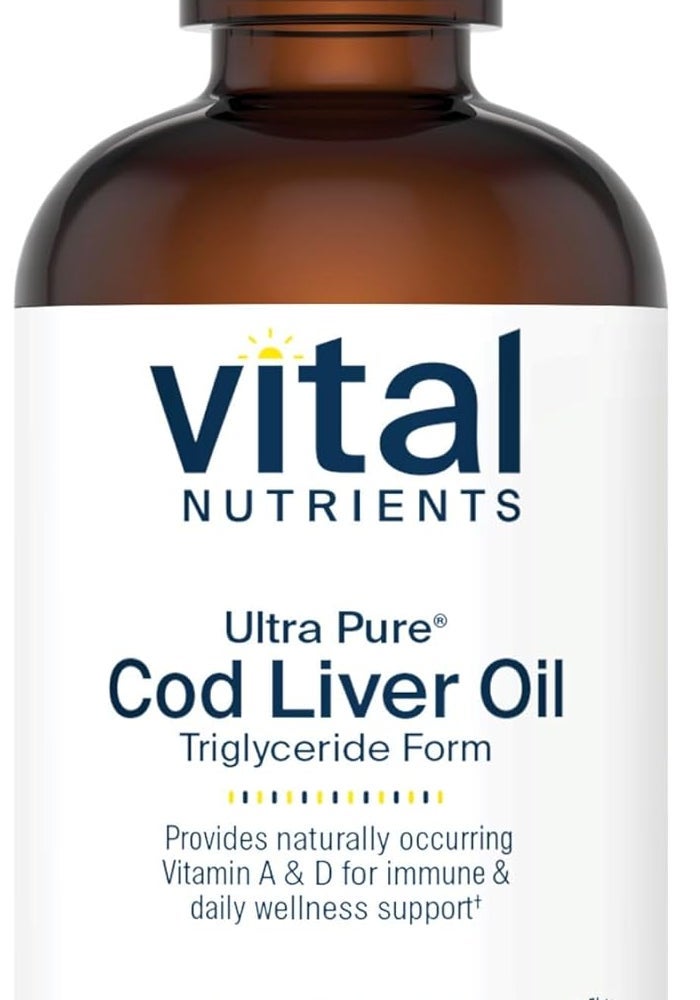 Vital Nutrients Ultra Pure Cod Liver Oil - 200ml Pharmaceutical Grade Norwegian Fish Oil with Vitamins A & D - Image 1
