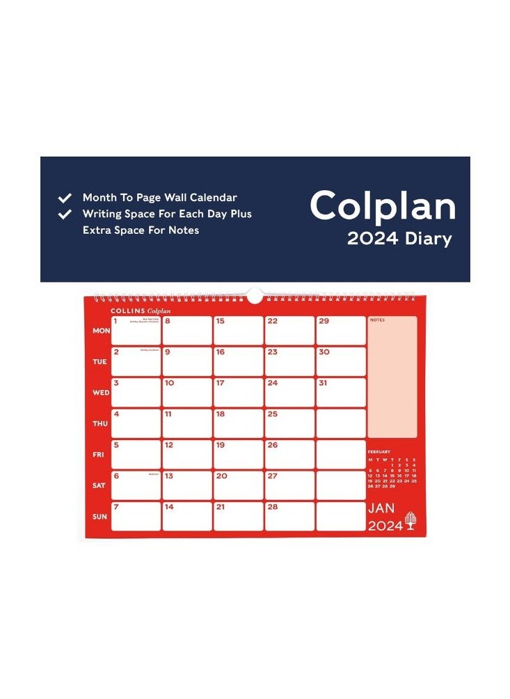 Collins - Collins Debden Collins Colplan 2025 Diary A3 Wiro Monthly Memo Calendar - Business Planner and Organiser - January to December 2025 Diary - Monthly - - CMC-25 Red/Blue - Image 1