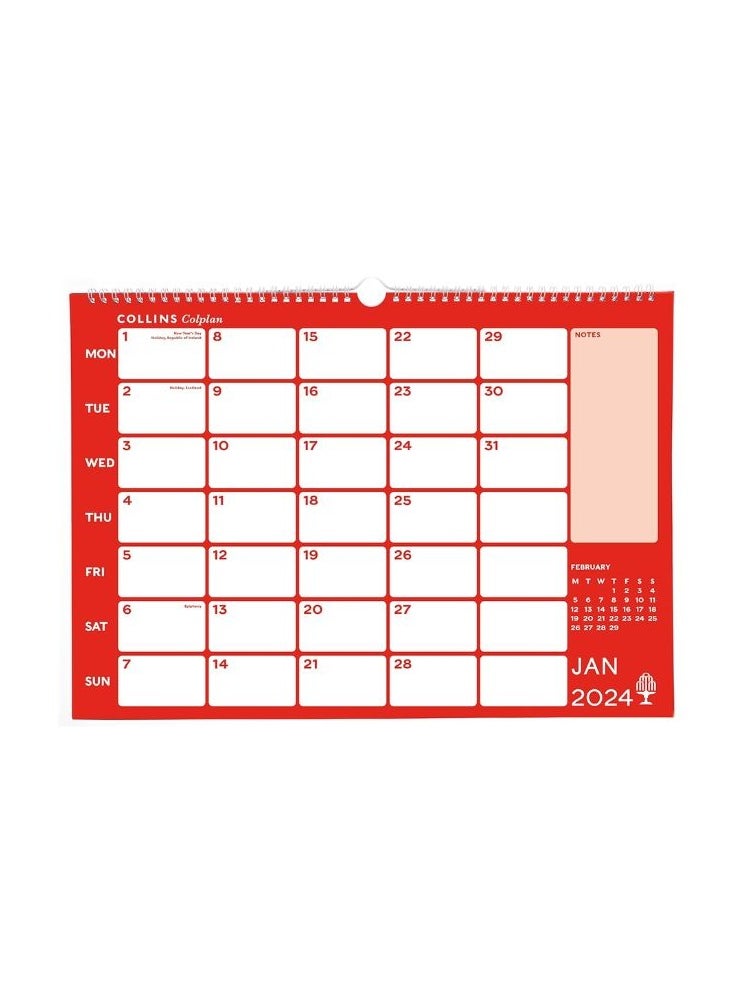 Collins - Collins Debden Collins Colplan 2025 Diary A3 Wiro Monthly Memo Calendar - Business Planner and Organiser - January to December 2025 Diary - Monthly - - CMC-25 Red/Blue - Image 1