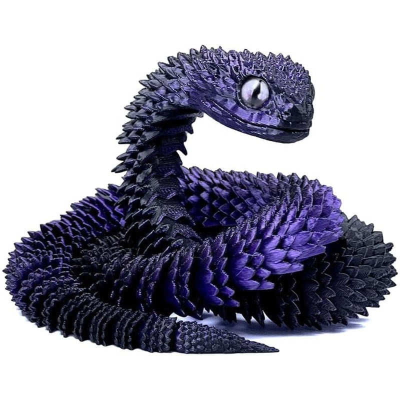 Binvin 3D Printed AnimalsSnake Viper3D Printed Snake Toys Articulated Snake 3D Printed Animals Animal Model Ornaments Creative Funny Toy Festival Gift for Frends Black Purple 24Inch - Image 3