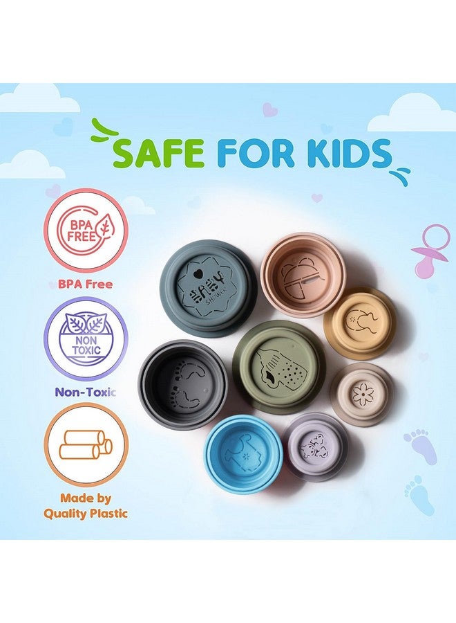 ZZYFGH Stacking Cups Toy for Baby, 8Pcs Nesting Cups with Pattern Fun Educational Montessori Gifts Cups Toys for Toddler 1-3 - Image 5