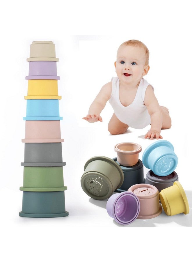 ZZYFGH Stacking Cups Toy for Baby, 8Pcs Nesting Cups with Pattern Fun Educational Montessori Gifts Cups Toys for Toddler 1-3 - Image 1