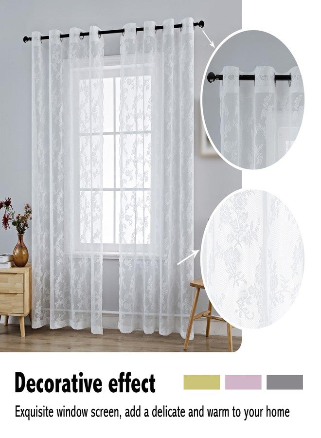 Anytime White Lace Sheer Curtain Panels for Living Room Elegant Window Treatment Sets Light Filtering Translucent Draperies for Office (2 Panels,W55 x L84inch) - Image 5