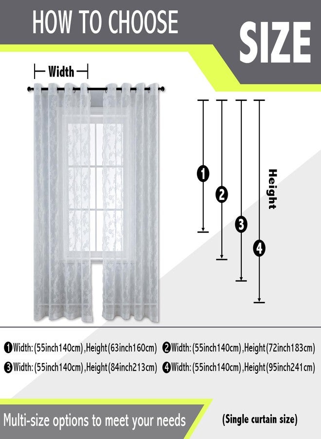 Anytime White Lace Sheer Curtain Panels for Living Room Elegant Window Treatment Sets Light Filtering Translucent Draperies for Office (2 Panels,W55 x L84inch) - Image 2
