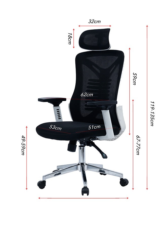 Ergonomic High-Back Mesh Fabric Office Chair, Game Chair with Reversible Armrests and Adjustable Headrests, Computer Chair with Wheels and Height-Adjustable Features - Image 3
