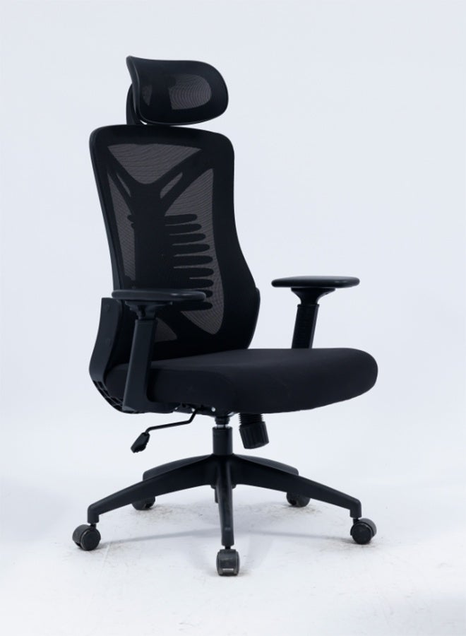 Ergonomic High-Back Mesh Fabric Office Chair, Game Chair with Reversible Armrests and Adjustable Headrests, Computer Chair with Wheels and Height-Adjustable Features - Image 2