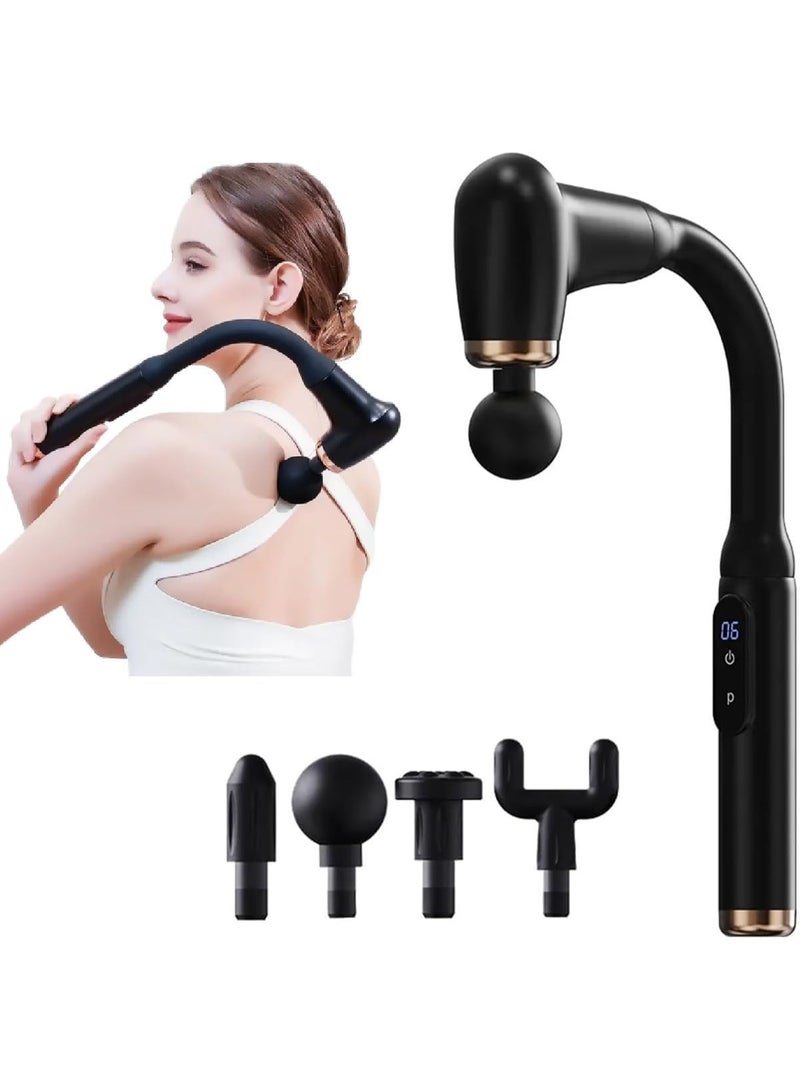 Powerful Deep Tissue Massage Gun – Handheld Electric Muscle Massager with 4 Attachments & LCD Display, Quiet & Rechargeable – Pain Relief for Back, Neck, Shoulders & Legs – Grey - Image 1