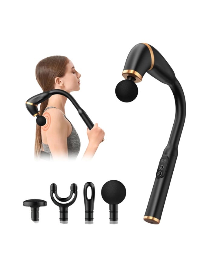 Powerful Deep Tissue Massage Gun – Handheld Electric Muscle Massager with 4 Attachments & LCD Display, Quiet & Rechargeable – Pain Relief for Back, Neck, Shoulders & Legs – Grey - Image 1