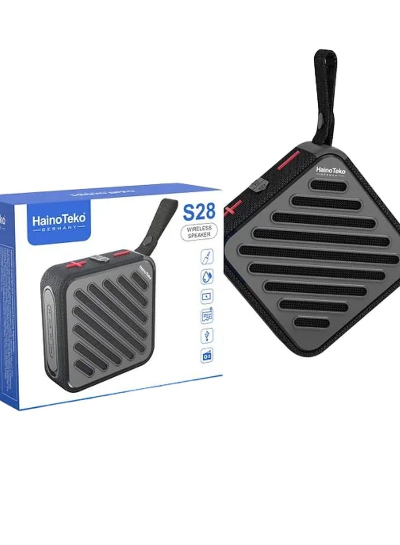 هينو تيكو مكبر صوت صغير محمول لاسلكي S28 مزود بتقنية البلوتوث - تصميم صغير الحجم، صوت عالي الجودة، اتصال سهل، مناسب للسفر، متين وقابل للحمل - أحمر - Image 2