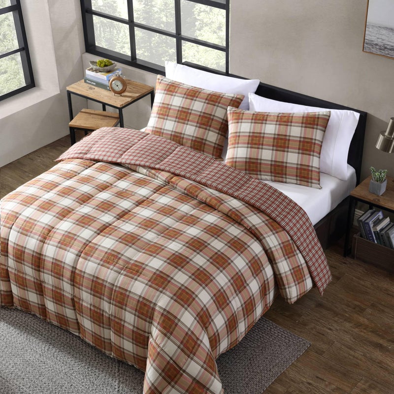 Eddie Bauer - Queen Duvet Cover Set, Reversible Cotton Bedding with Matching Shams, Stylish Luxurious Bedding Set (Edgewood Red, Queen) - Image 2