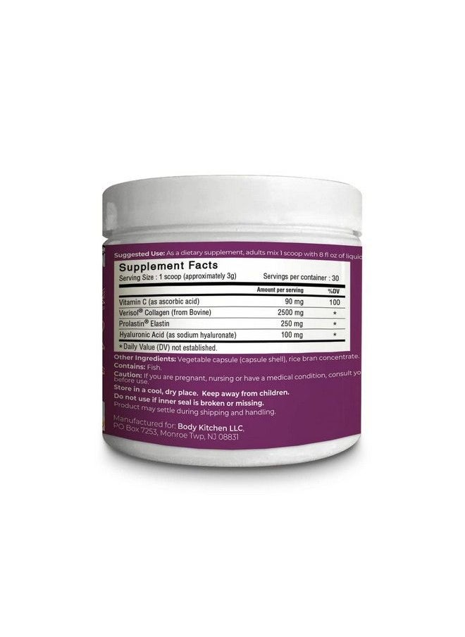 Body Kitchen - Collagen + 250 Mg Elastin Supplement To Help Reduce Signs Of Aging Improved Skin Health  Elasticity Fewer Wrinkles Unflavored Powder Tasteless Odorless Colorless 30 Servings… - Image 1