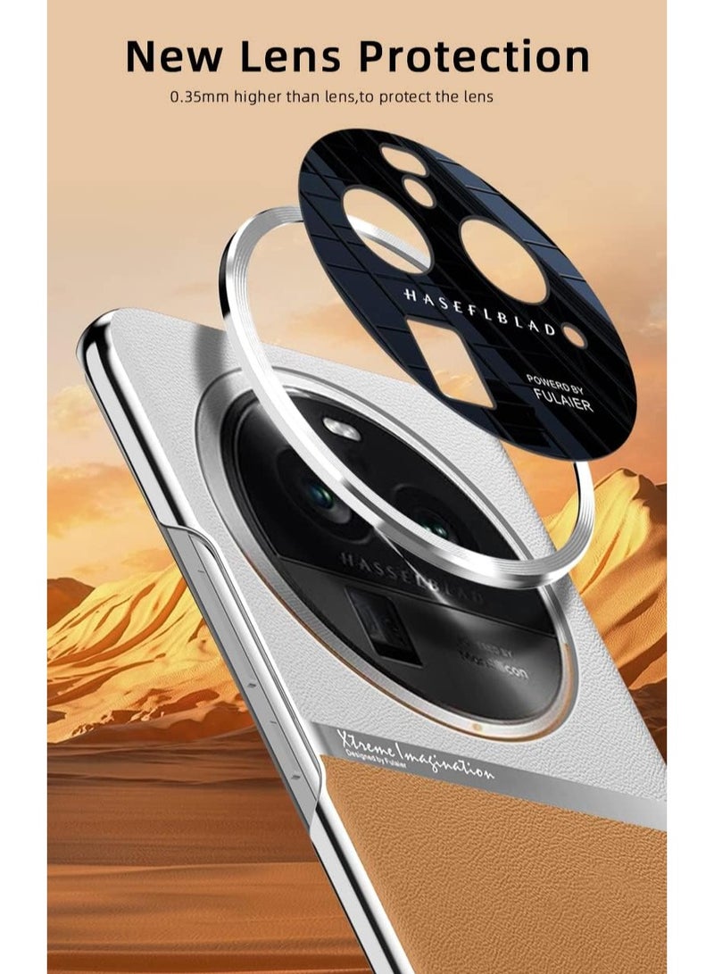 Oppo Find X6 Pro Phone Case, 【Screen  Camera Protection】 Leather+Plated Frame Phone Case, Shockproof Breathable Back Phone Case for Oppo Find X6 Pro - Image 2