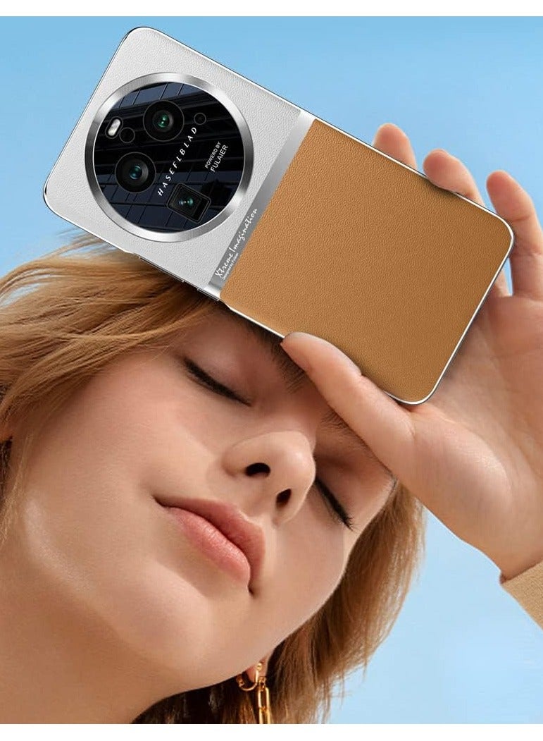 Oppo Find X6 Pro Phone Case, 【Screen  Camera Protection】 Leather+Plated Frame Phone Case, Shockproof Breathable Back Phone Case for Oppo Find X6 Pro - Image 3