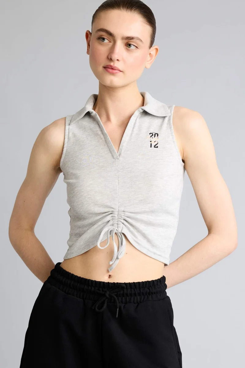 ديفاكتو Slim Fit Ribana Polo Collar Sleeveless Brooklyn Nets Licensed Tank Top