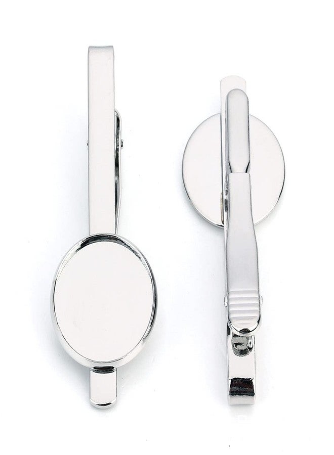 Teensery 5 Pcs Classic Tie Bar Clips Tie Pins Metal Pinch Clip with Blank Cabochon Bezel Tray for DIY Jewelry Making (Silver) (18mm) - Image 4