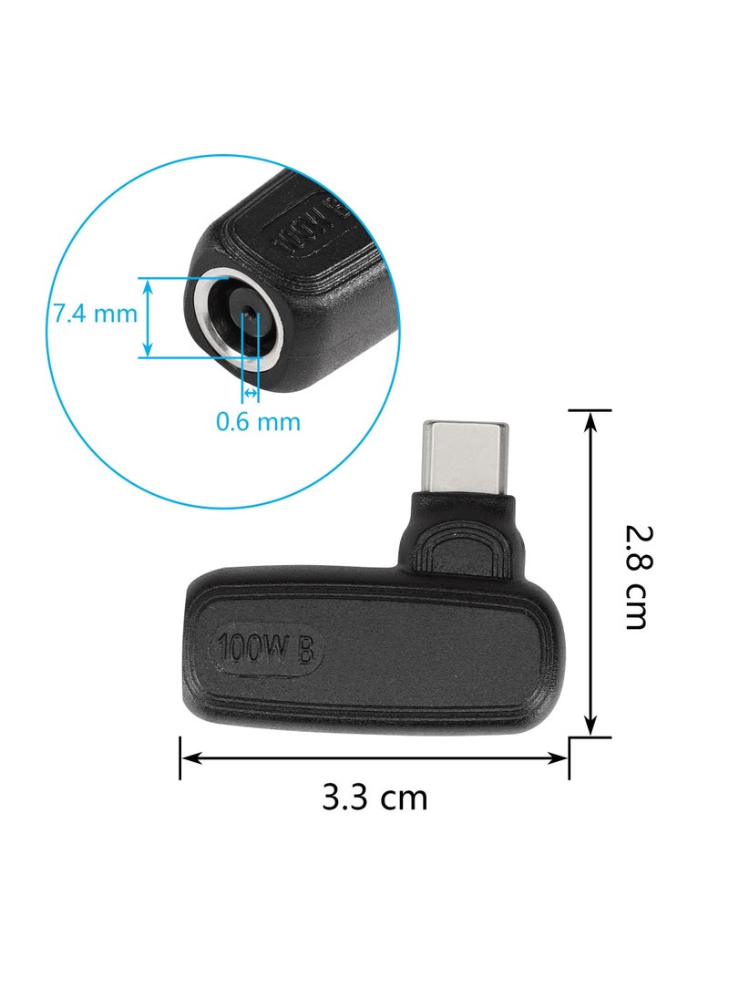Excefore - 100W PD DC 7.4mm x 5.0mm Female(7.4mm x 0.6mm) Input to USB Type C Male Power Charging Adapter,Uilt-in with PD Automatic Identification Induction Chip,for Tablets,Phones,Laptops(7450 B) - Image 1
