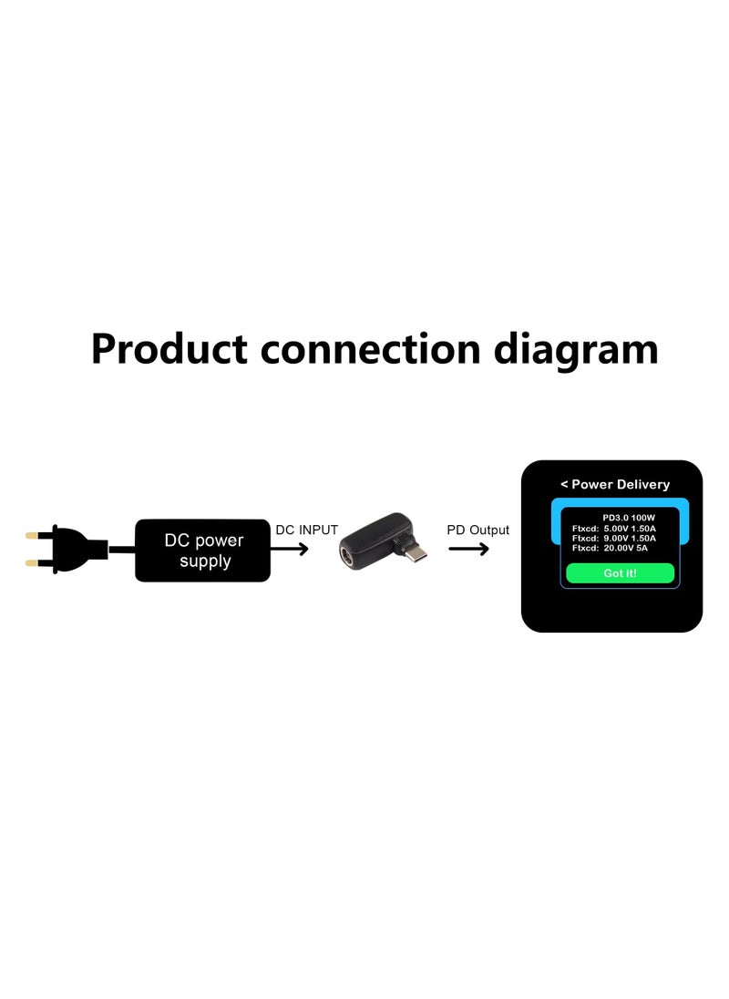 Excefore - 100W PD DC 7.4mm x 5.0mm Female(7.4mm x 0.6mm) Input to USB Type C Male Power Charging Adapter,Uilt-in with PD Automatic Identification Induction Chip,for Tablets,Phones,Laptops(7450 B) - Image 1