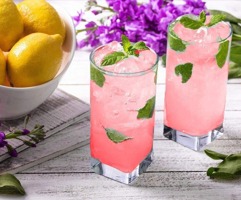 KELVEE كؤوس شرب زجاجية أنيقة شفافة من كيلفي للماء والنبيذ والعصير والبيرة والكوكتيلات والمشروبات المختلطة، قاعدة مربعة قوية للاستخدام المنزلي، مجموعة من 6 - Image 5