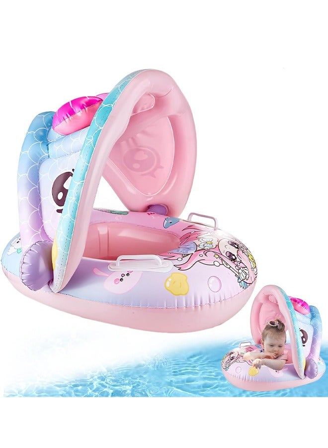 VUCATIN Baby pool float Swimming Pool Float Boat with Sun Protection Canopy Inflatable Pool Float Yacht Ring Awning Inflatable Swimming Training Float Seat for Boys Girls Summer Outdoor - Image 1
