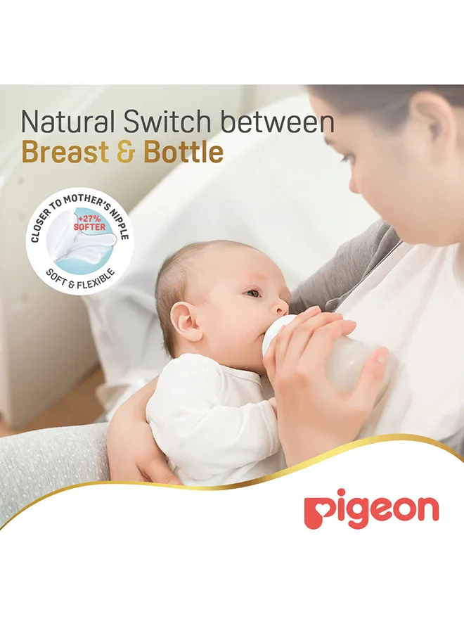 pigeon Pack Of 2 Softouch Wide Neck Nipples (Ss), Round Hole, Bpa And Bps Free