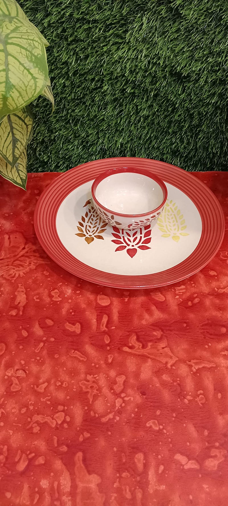 caffeine Ceramic Handmade red boota Donner Set (Set of 3pcs) - Image 2